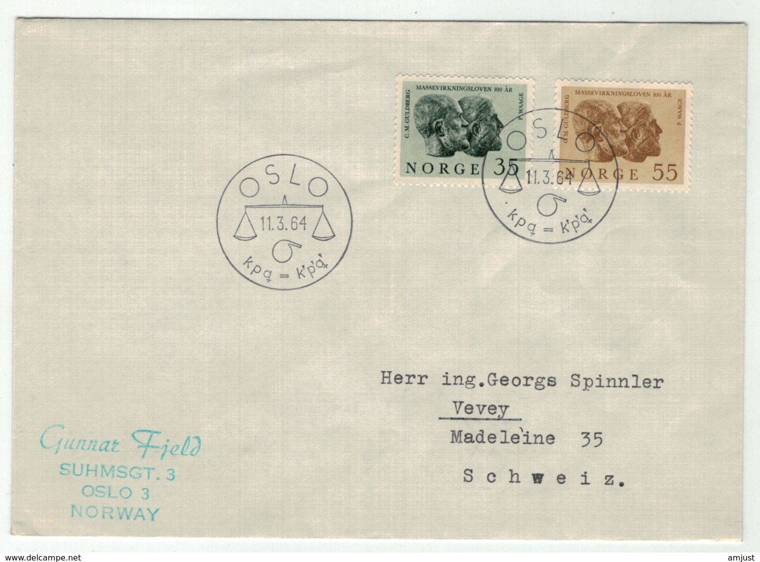 Norvège // Norge // Lettre Pour La Suisse 1er Jour 11.03.1964 - Covers & Documents
