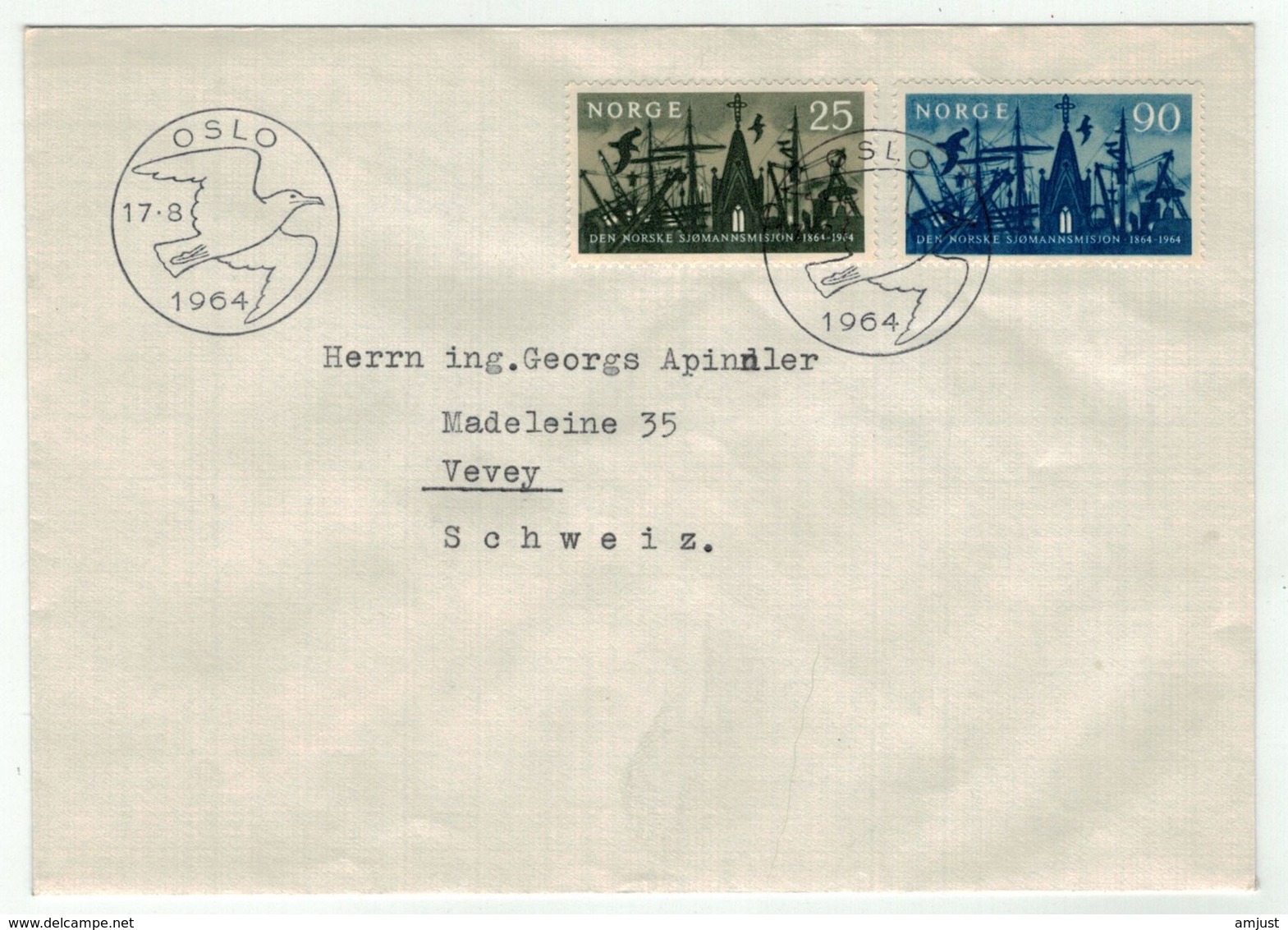 Norvège // Norge // Lettre Pour La Suisse 1er Jour 17.08.1964 - Covers & Documents