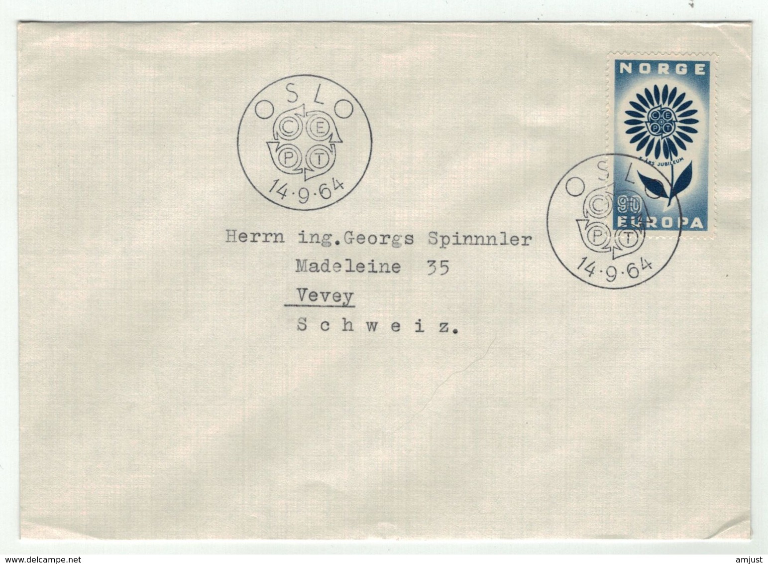 Norvège // Norge // Lettre Pour La Suisse 1er Jour 14.09.1964 - Covers & Documents