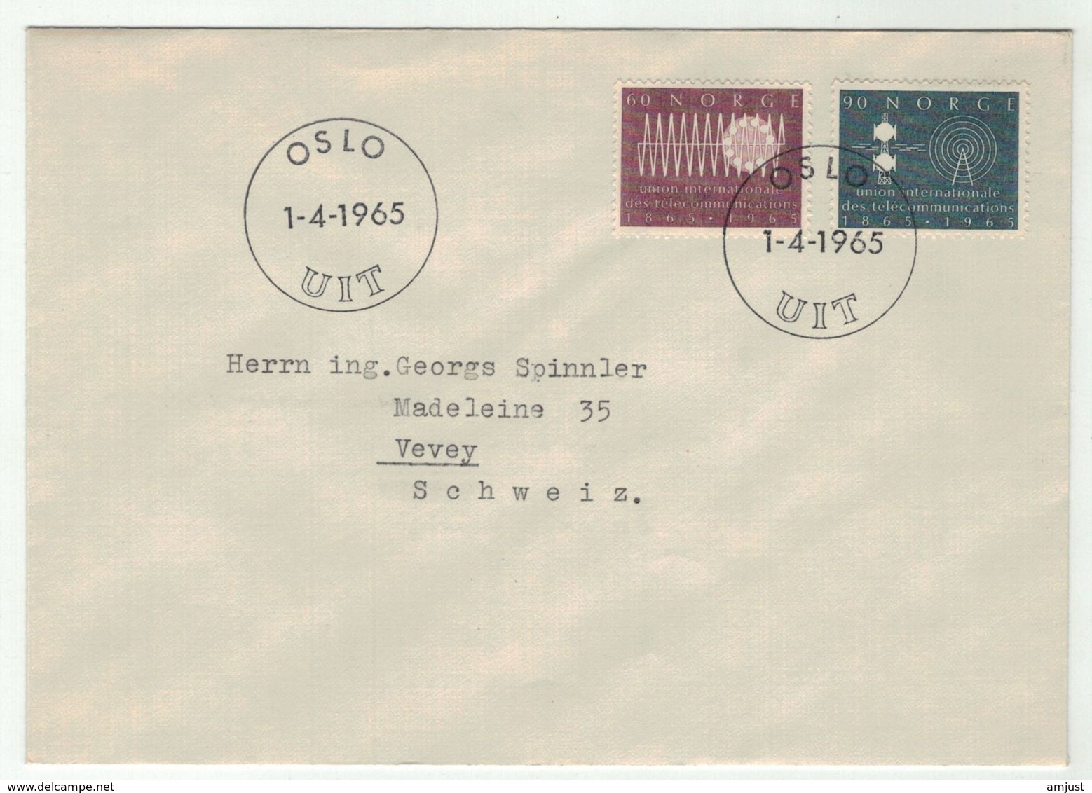 Norvège // Norge // Lettre Pour La Suisse 1er Jour 01.04.1965 - Lettres & Documents