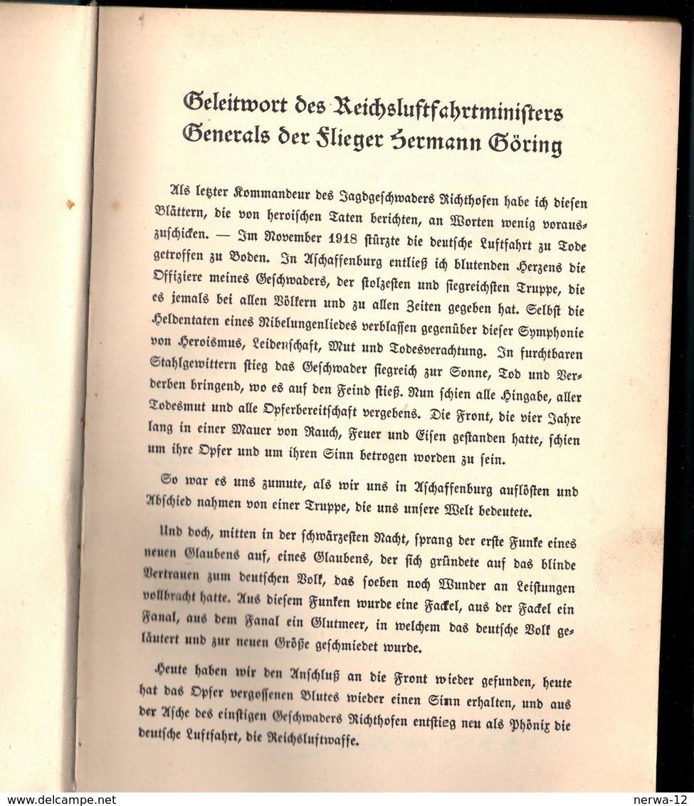 Militaria 1. Weltkrieg Buch Von 1935 "Jagd In Flanderns Himmel" über Freiherr Von Richthofen - Deutsch