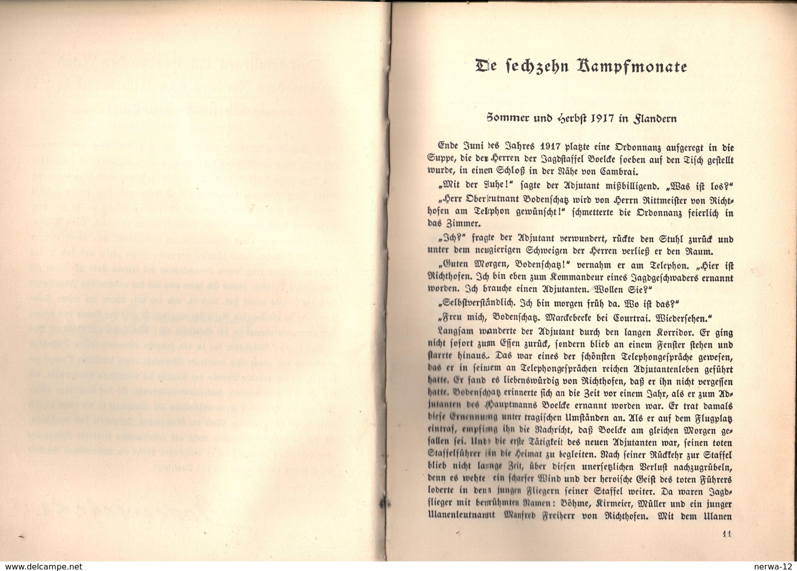 Militaria 1. Weltkrieg Buch Von 1935 "Jagd In Flanderns Himmel" über Freiherr Von Richthofen - Deutsch