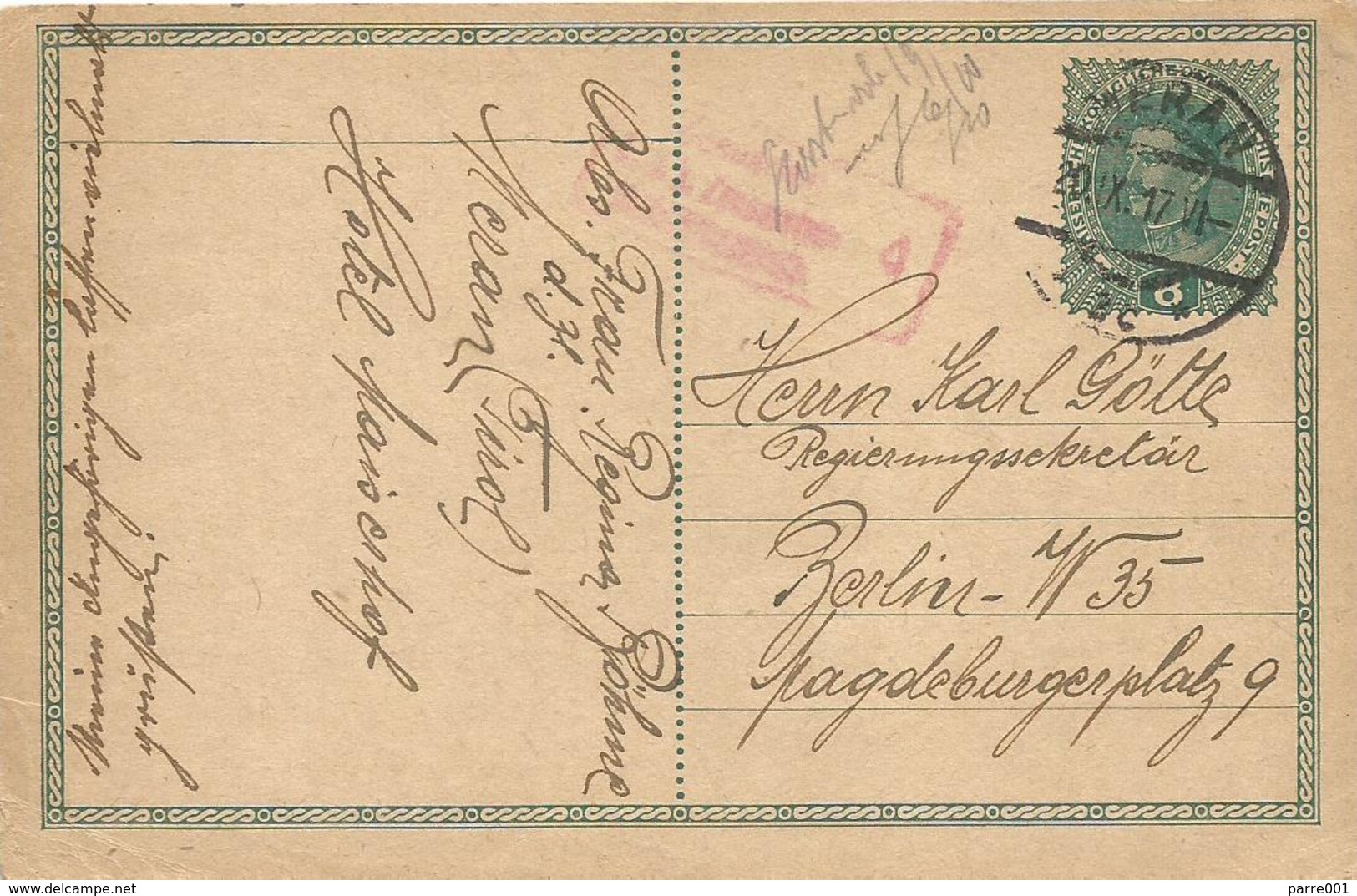 Austria Süd Tirol 1917 Meran Merano Censored Postcard To Regierungssekretär Berlin High Government Official - Meran