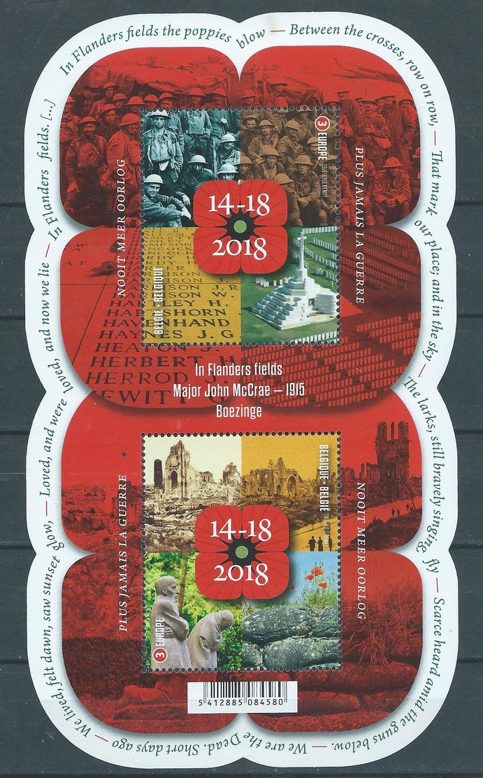 Belgique BLOC 269 Anniversaire Fin Guerre1914/18 MNH ** 2018 VF 8,4 € - 1961-2001