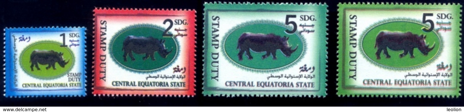 SOUTH SUDAN Set 1, 2 & 5 SDG Revenue / Fiscal Stamp Central Equatoria State RHINO Timbres Fiscaux Soudan Du Sud RARE! - Sud-Soudan