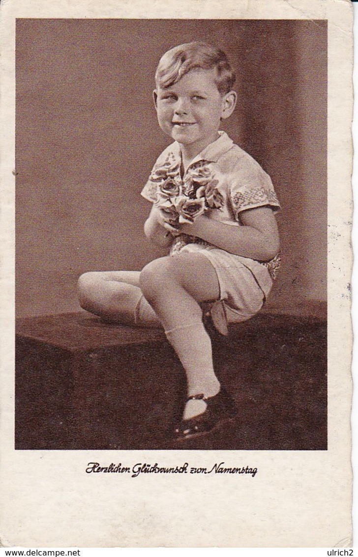 AK Kleiner Bub Mit Rosen - Glückwunsch Zum Namenstag - 1940 (37981) - Abbildungen