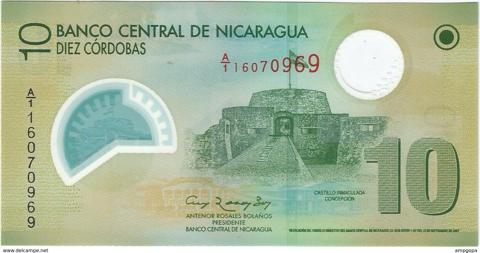 Nicargaura 10 Cordobas 12-9-2007 Pick 201a UNC - Nicaragua
