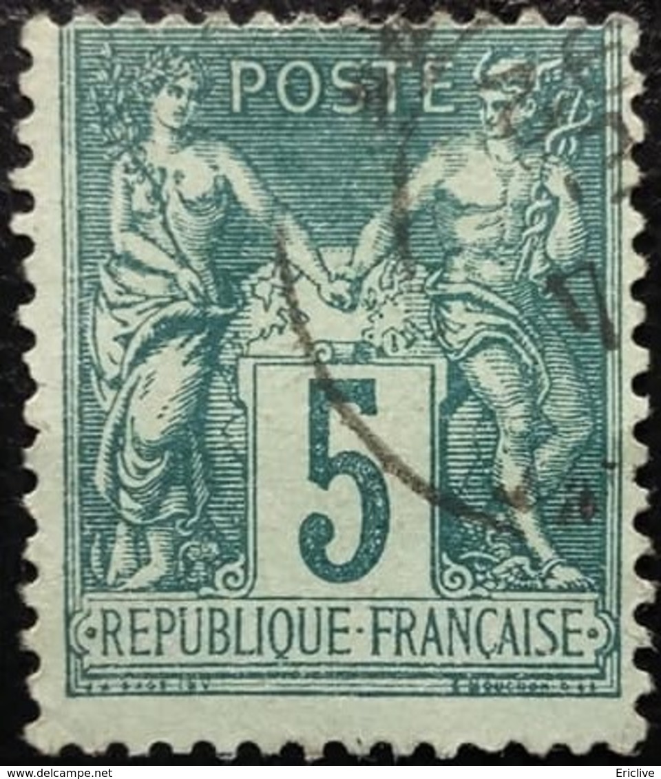 France N°75 Sage 5c. Vert. Oblitéré. - 1876-1898 Sage (Type II)