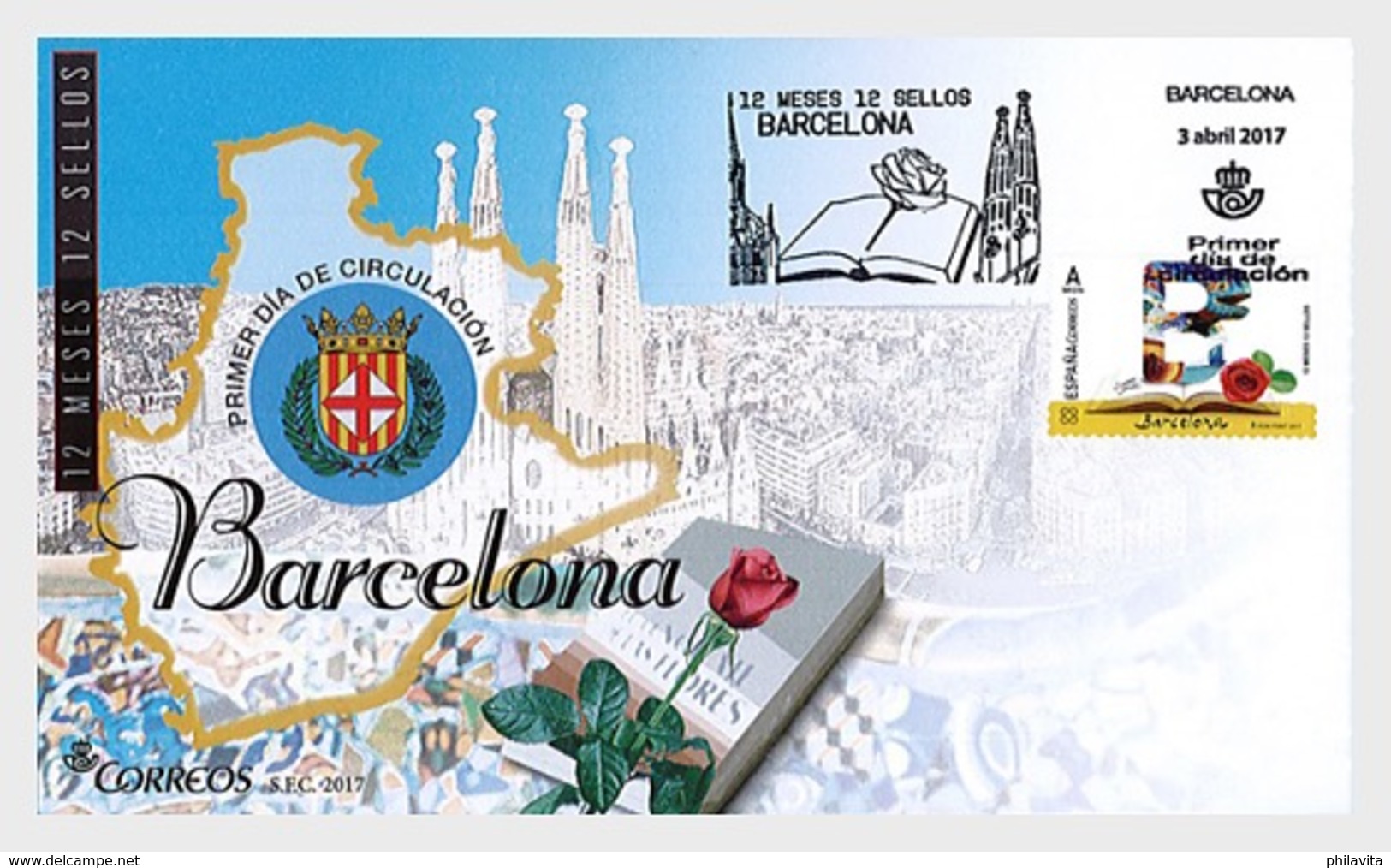 2017 Spain - Provinces -Barcelona FDC -  Church La Granda Familia By Gaudi, Roses, Book, Coat Of Arms   (zz) - Briefe U. Dokumente