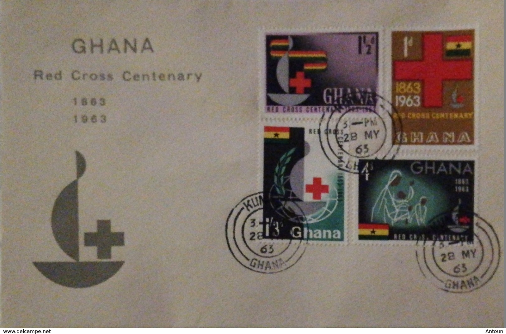 Ghana 1963 Cent Of The Founding Of The Red Cross  F.D.C. - Ghana (1957-...)