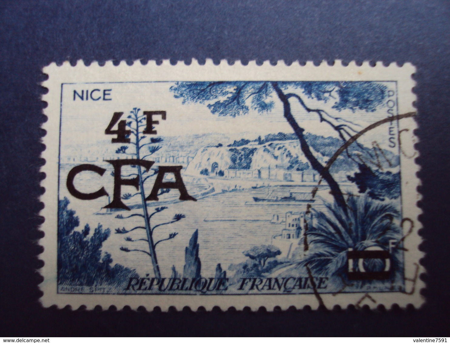 1954-CFA- Timbre N° 323    " Nice       "  Oblitéré ,    Cote 0.50    Net     0.15 - Usati