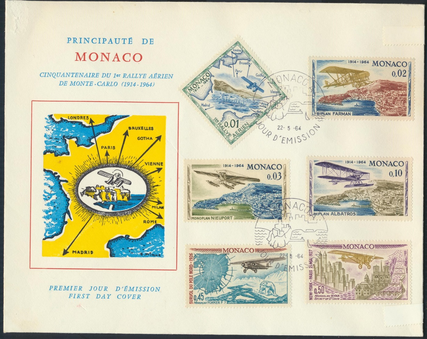 °°°  MONACO - FDC 1964 °°° - Storia Postale