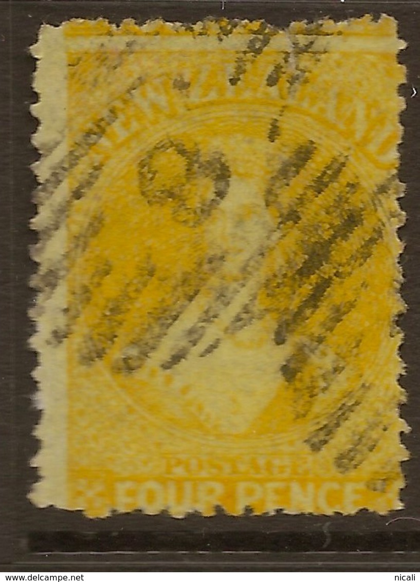 NZ 1864 4d Yellow FFQ P12.5 SG 120 U #ATA41 - Used Stamps