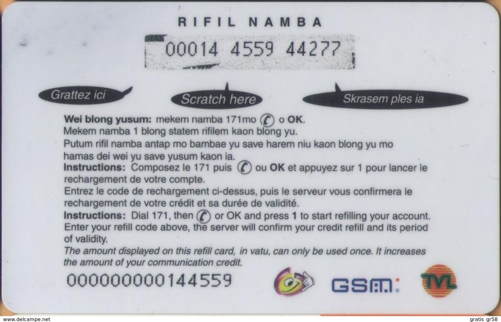 Vanuatu - Refil Card, GSM Refil, Smiles, 1000 Vt, Used - Vanuatu