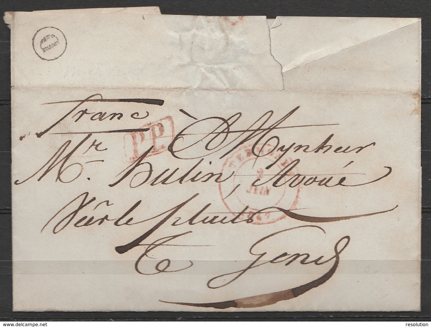 LSC Càd DENDERMONDE /2 Juin 1847 Pour GEND - Boîte "D" De Moerbeke [P.P.] - 1830-1849 (Belgique Indépendante)