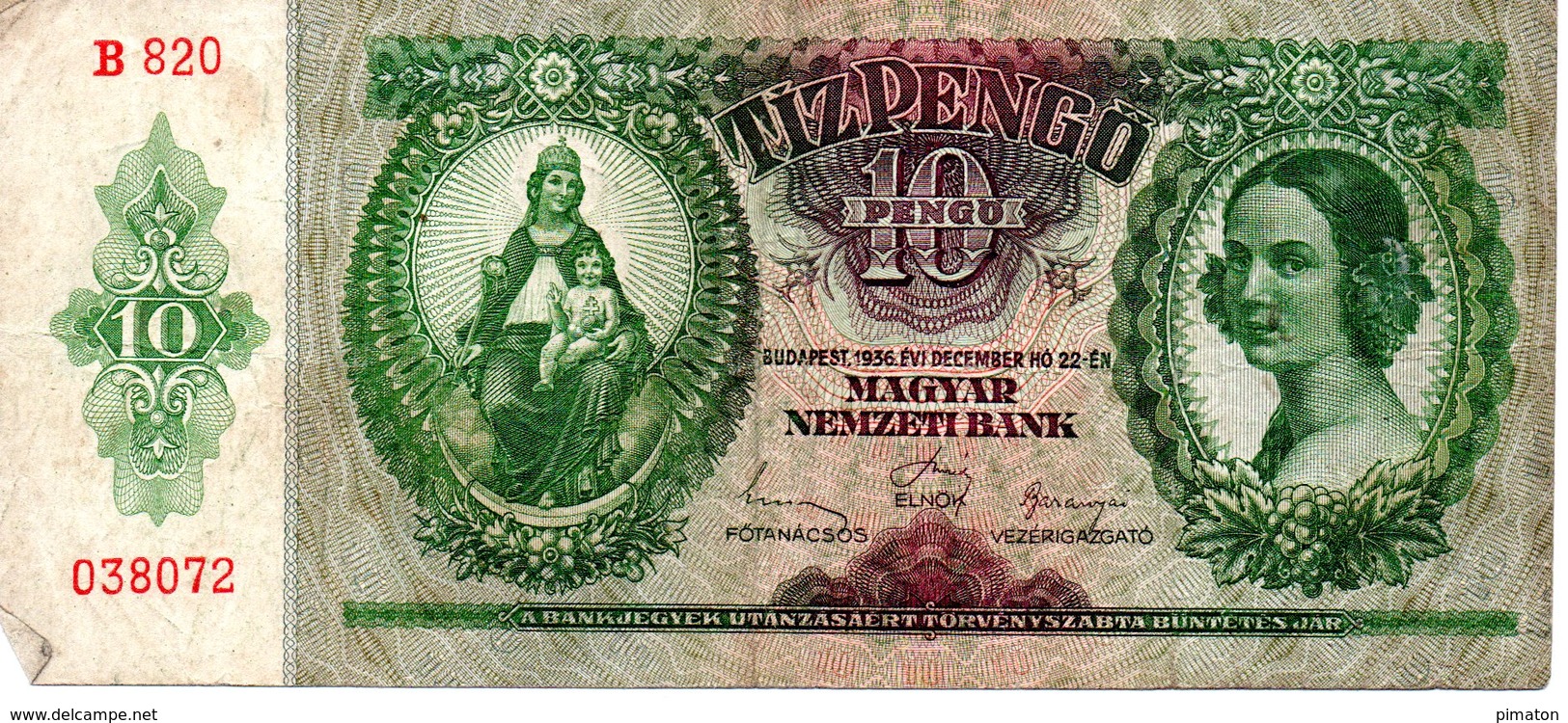 10 PENGO   BUDAPEST 1936 - Hongrie