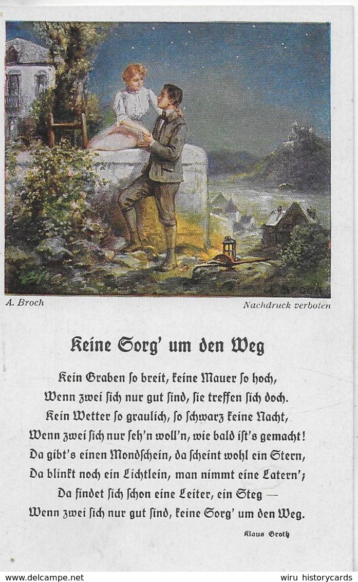 AK 0092  Broch , A. - Keine Sorg'  Um Den Weg ( Voklsweise ) / Künstlerkarte " Bunte Reihe " Um 1920-30 - Music And Musicians