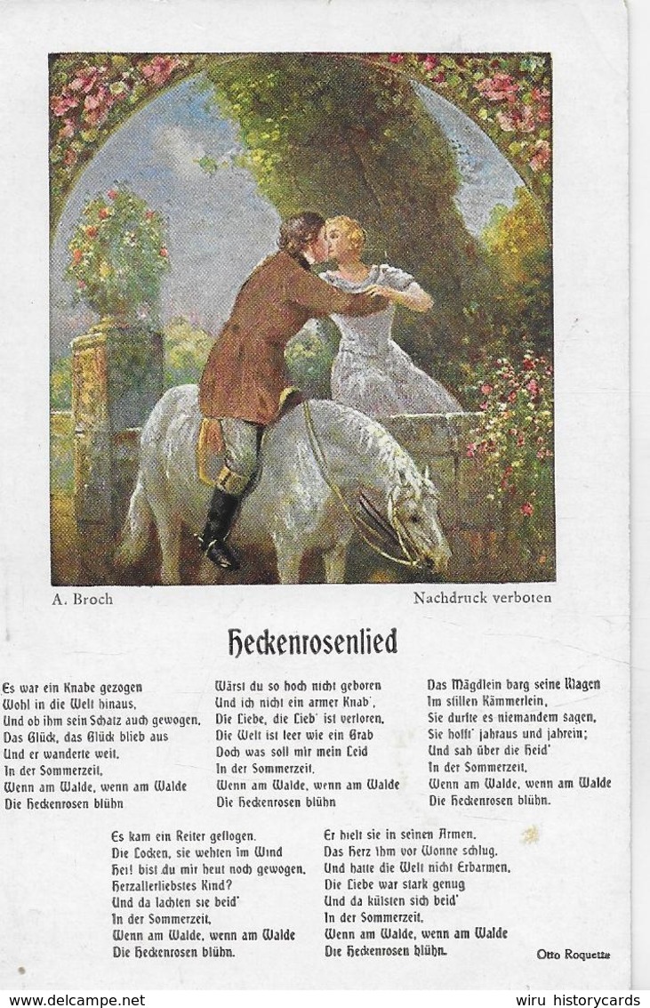 AK 0092  Broch , A. - Heckenrosenlied ( Voklsweise ) / Künstlerkarte " Bunte Reihe " Um 1920-30 - Musik Und Musikanten