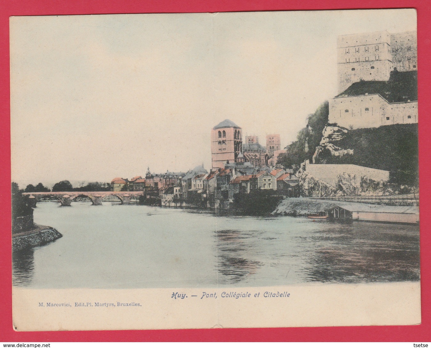 Huy - Pont , Collégiale Et Citadelle - Jolie Carte Double Colorisée , Spécial -1907 ( Voir Verso ) - Huy