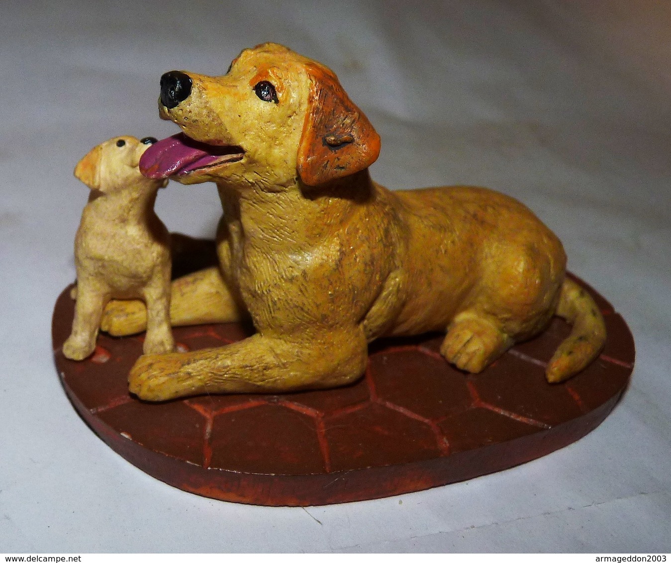 ADORABLE STATUETTE FIGURINE JOLI CHIEN RESINE LABRADOR ET SON BEBE   Tbe - Dogs