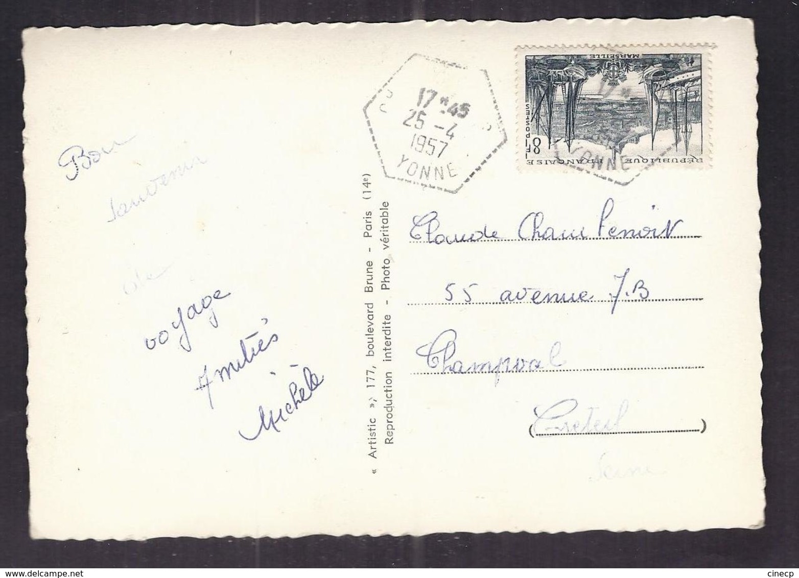 CPSM 89 - CHAMPCEVRAIS - SOUVENIR DE - TB CP Multivue Dont Rue Centre Magasin , Châteaux , Etc... Oblitération 1957 - Autres & Non Classés