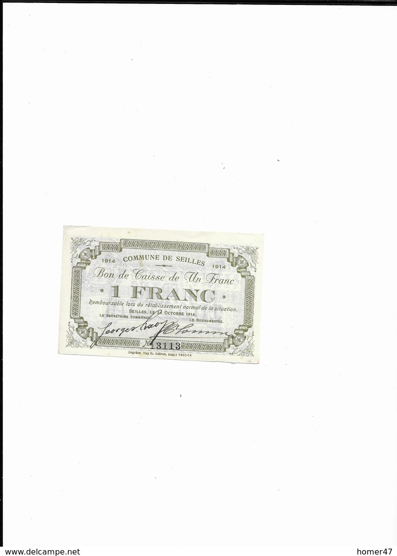 Noodgemd - Seilles - 1914 - 1-2 Francs