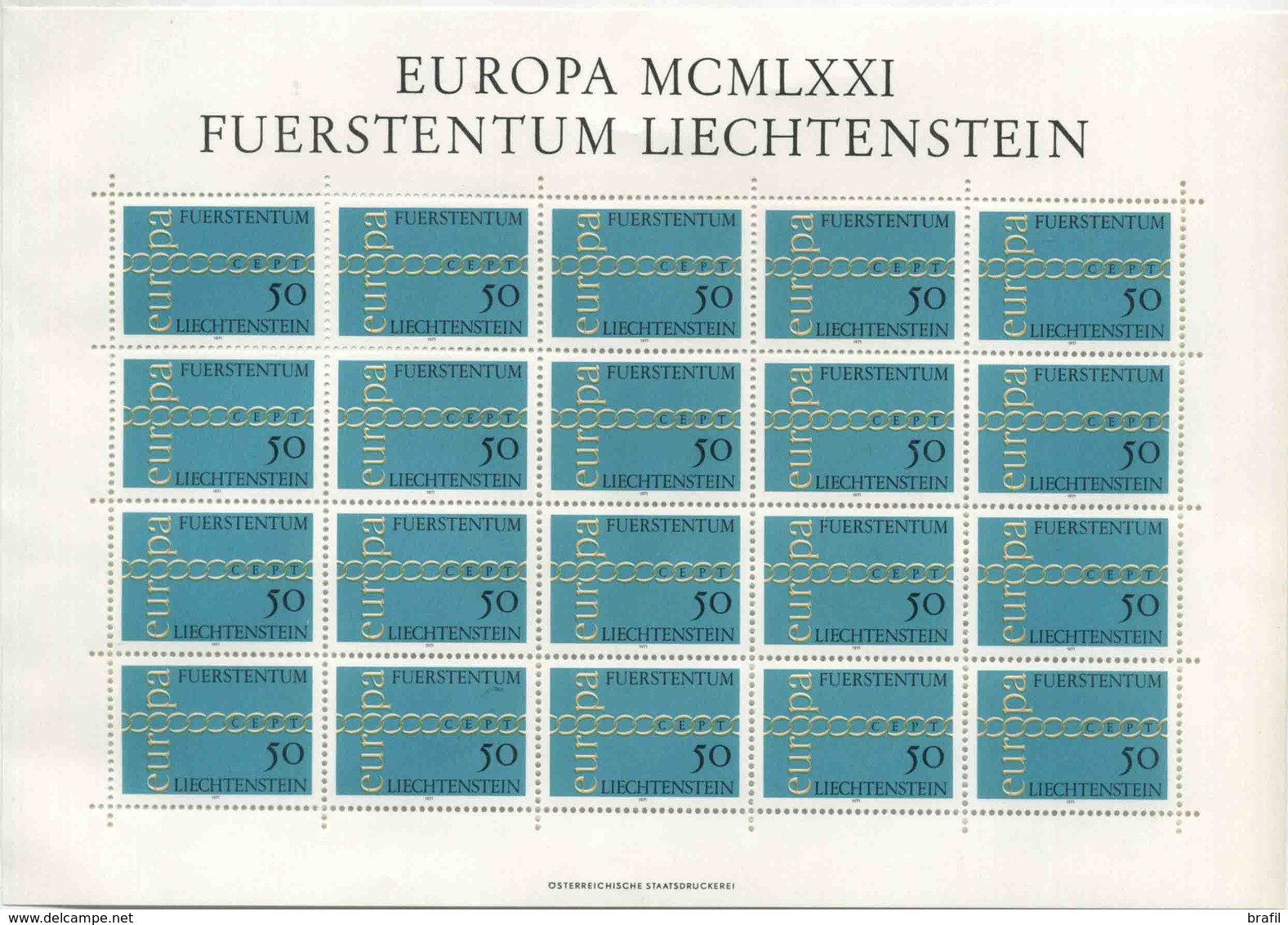 1971 Europa C.E.P.T., Minifoglio Liectenstein, Serie Completa Nuova (**) - 1971