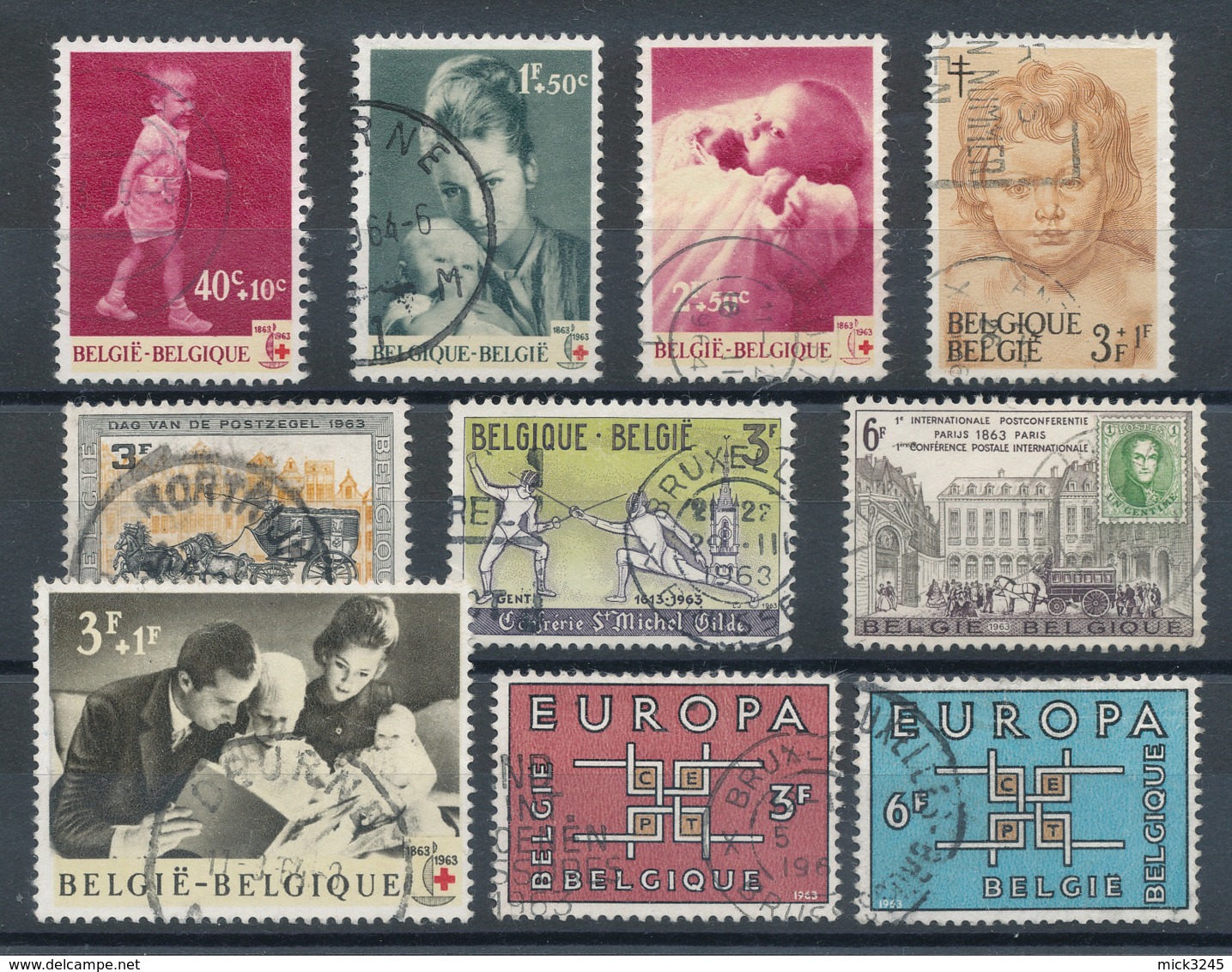 Belgique Lot De 10 Timbres De 1963 - Collections