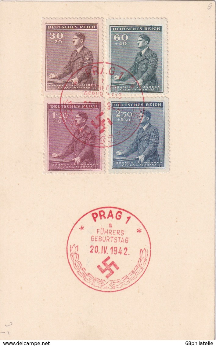 BOHEME ET MORAVIE 1942 FEUILLET SOUVENIR DE PRAGUE - Lettres & Documents