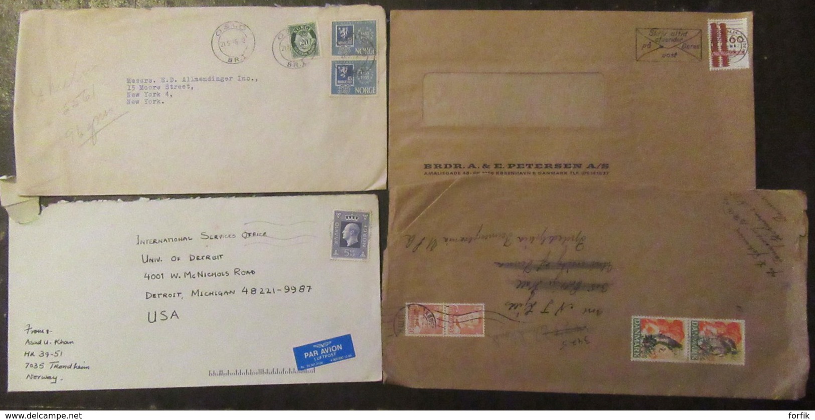 Scandinavie (Danemark, Norvège, Suède, Finlande) - 21 Enveloppes Timbrées Vers étranger à étudier - Vrac (max 999 Timbres)