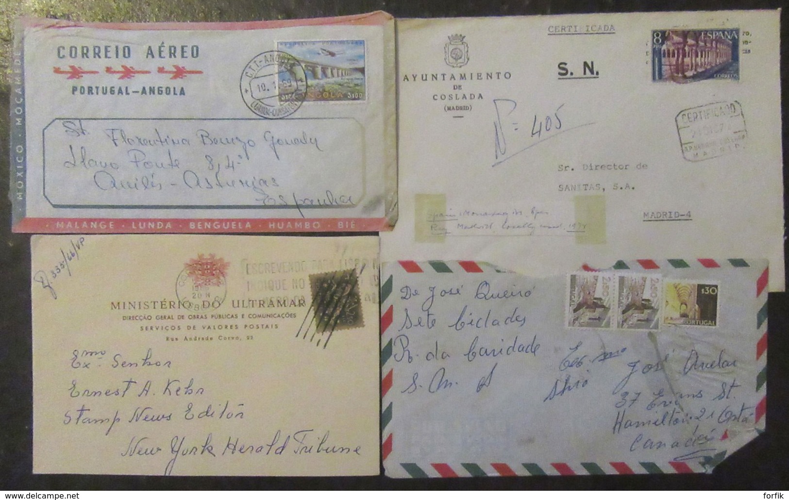 Espagne, Portugal (dont Ex-colonies) - Lot De 25 Enveloppes Timbrées (dont Recommandés) à étudier - Vrac (max 999 Timbres)