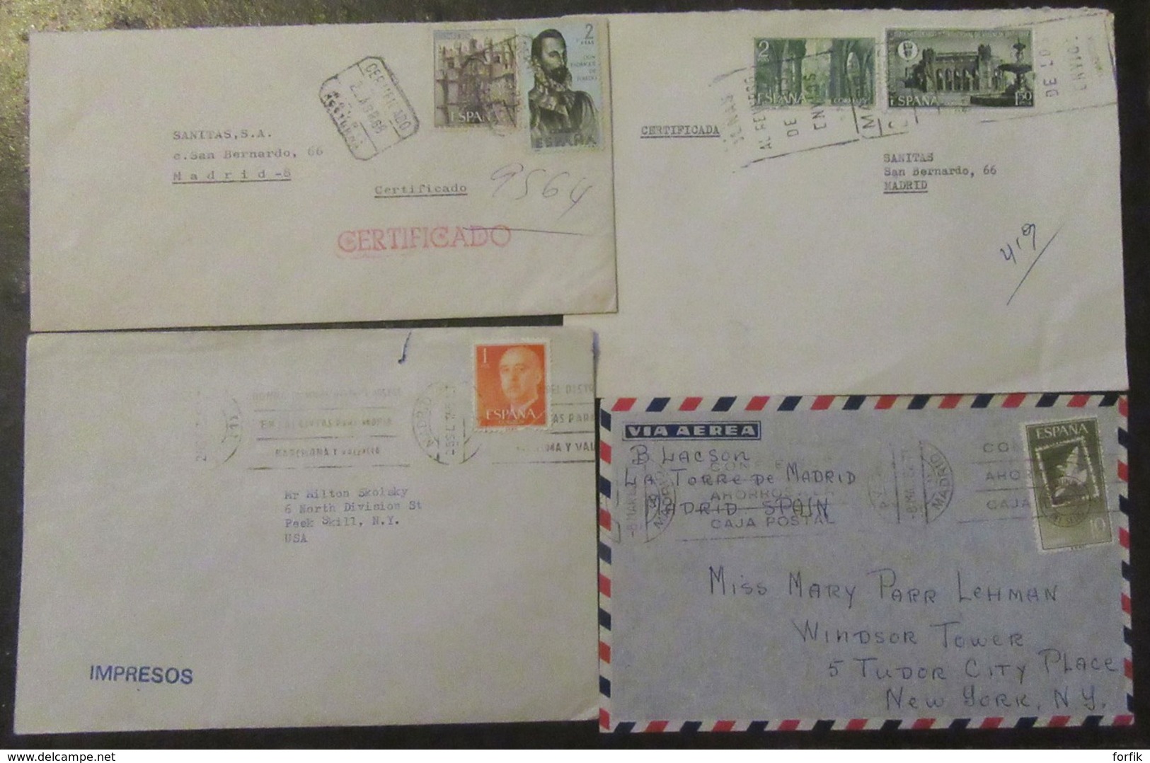 Espagne, Portugal (dont ex-colonies) - Lot de 25 Enveloppes timbrées (dont recommandés) à étudier