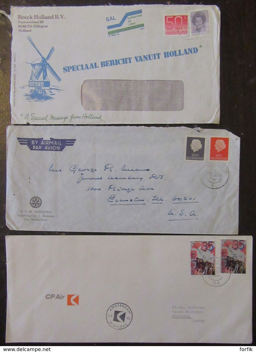 Benelux - Lot de 33 enveloppes timbrées vers étranger ou non, à étudier