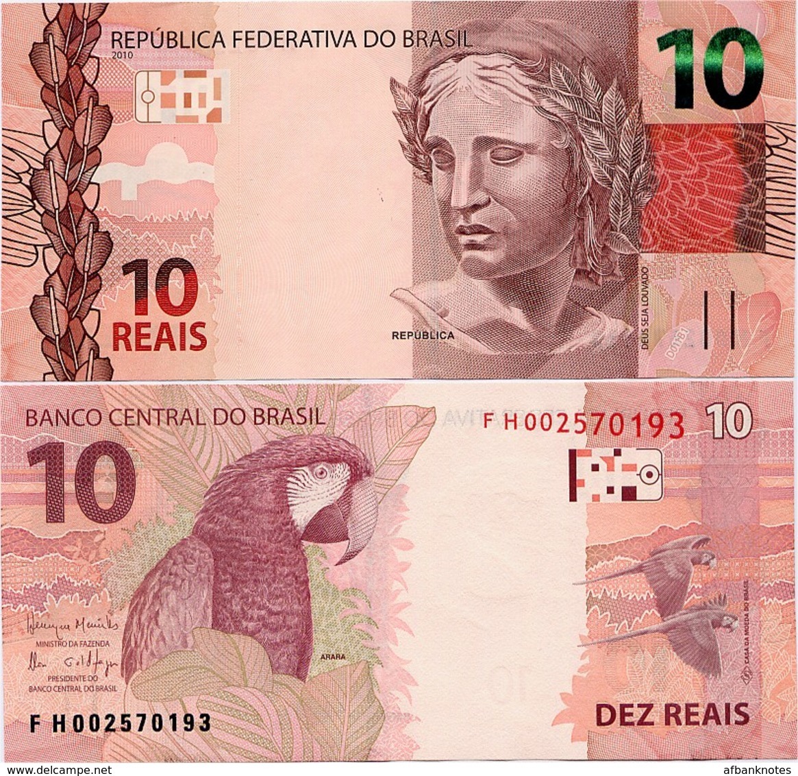 BRAZIL       10 Reais       P-254c       2010 (2016)       UNC - Brazil