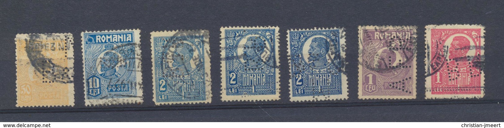 Roumanie  Perfins - Perforés  7 Timbres - Collections