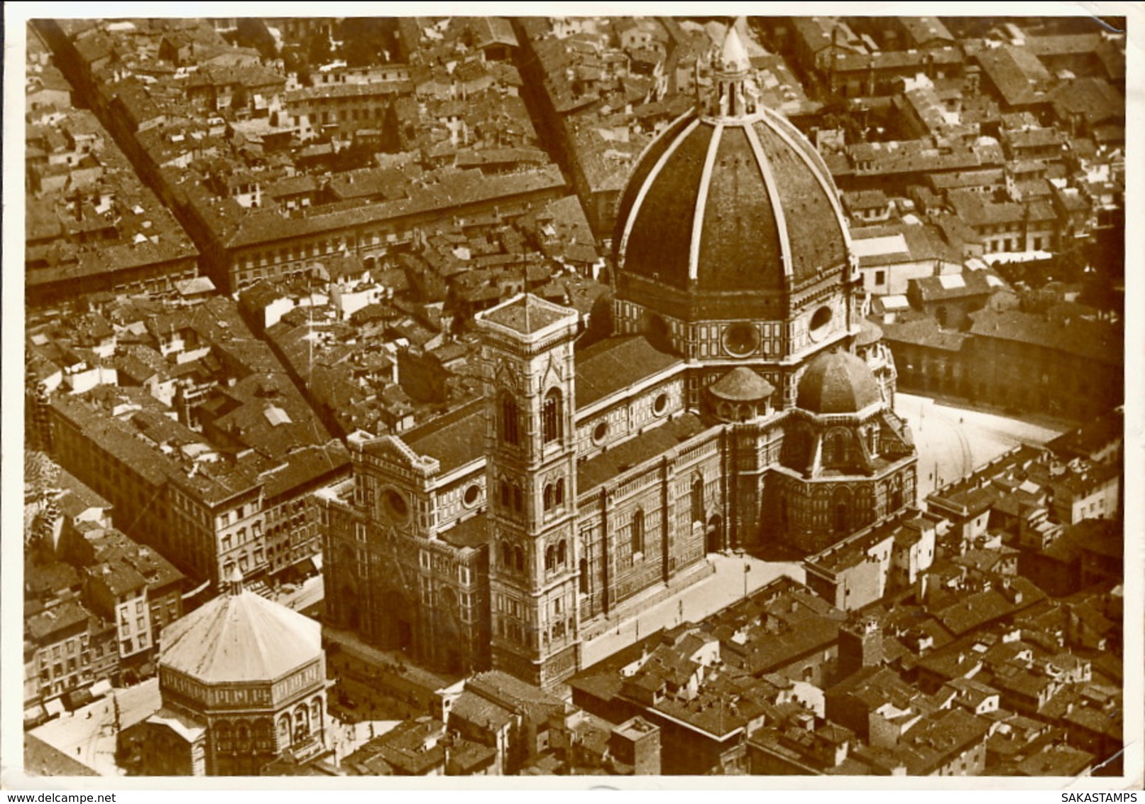 1940- Cartolina Foto Firenze Piazza Duomo Vista Dall'aeroplano Diretta In Germania Bollo Di Censura Tedesco - Firenze