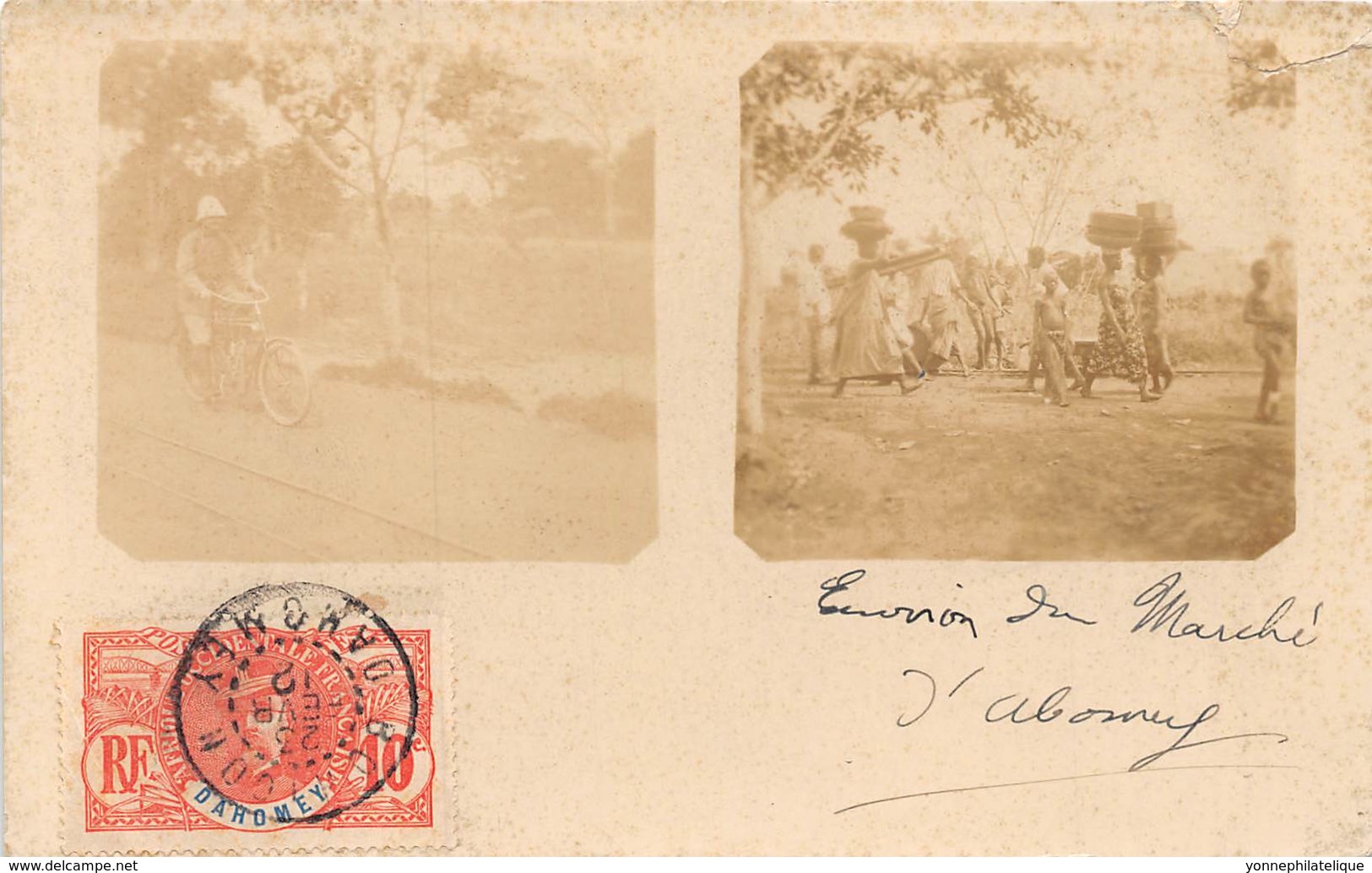 Dahomey - Topo / 121 - Carte Photo - Environs Du Marché - Belle Oblitération - Défaut - Dahomey