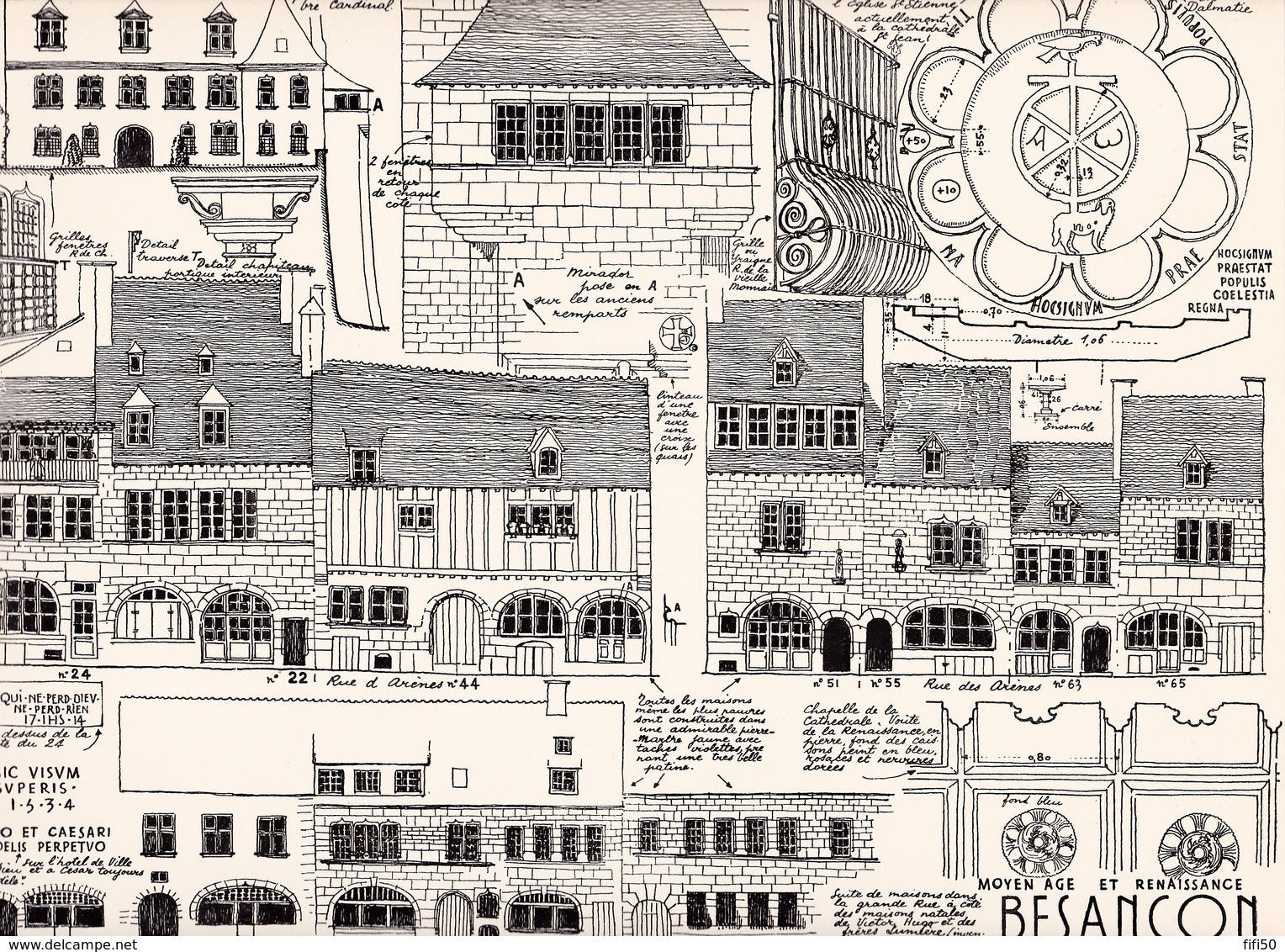 Reproduction D'un Dessin D'architecture Concernant Le Centre Historique De Besançon - Autres & Non Classés