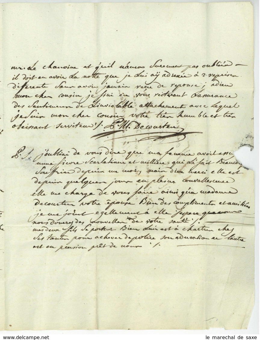 Pierre Marie De COURTEN (1750-1839) Colonel Suisse Marechal De Camp Estavayer 1805 Autographe Sierre Valais - Historische Documenten