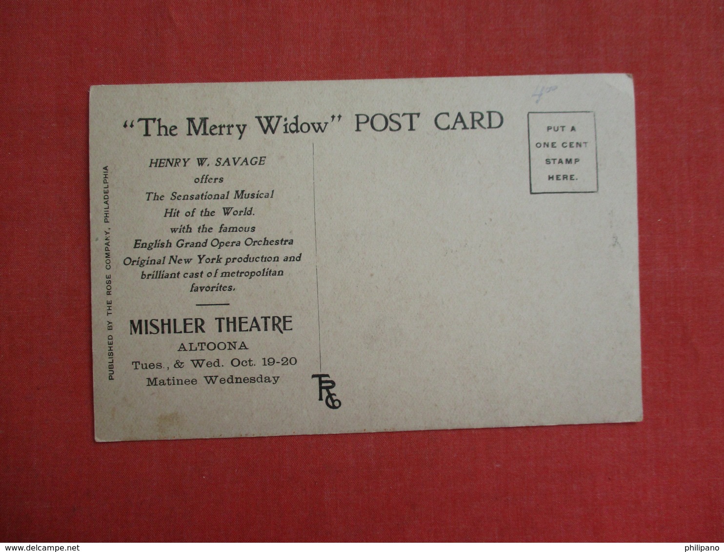 Famous Merry Widow Waltz- At Mishler Theatre Altoona  Pa.     Ref 3088 - Advertising