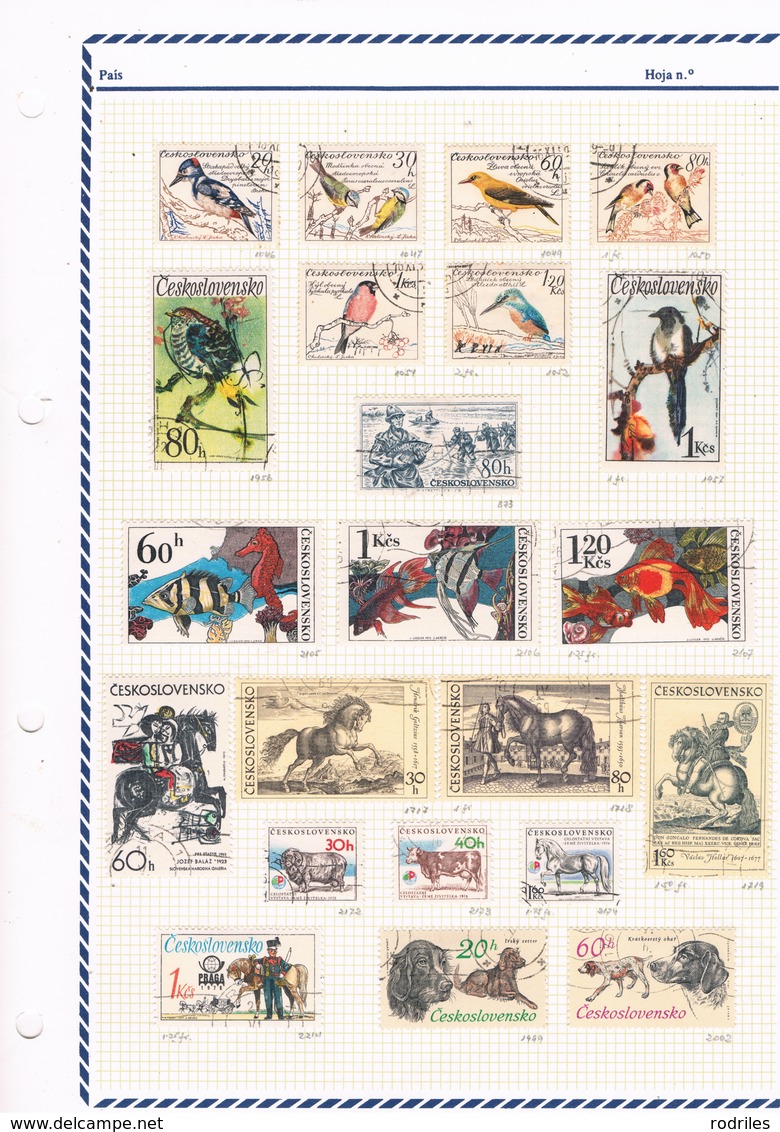 Checoslovaquia. Resto de colección en 24 hojas y 461 sellos