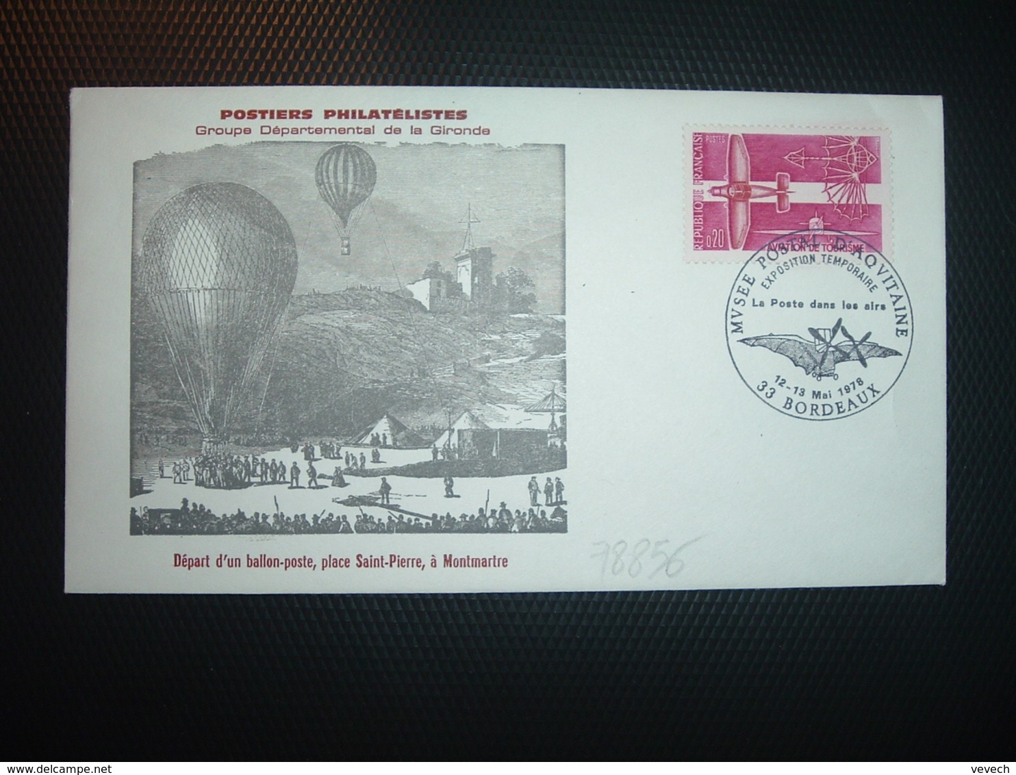 LETTRE TP AVIATION DE TOURISME 0,20 OBL.12-13 Mai 1978 33 BORDEAUX EXPOSITION TEMPORAIRE La Poste Dans Les Airs - Poste