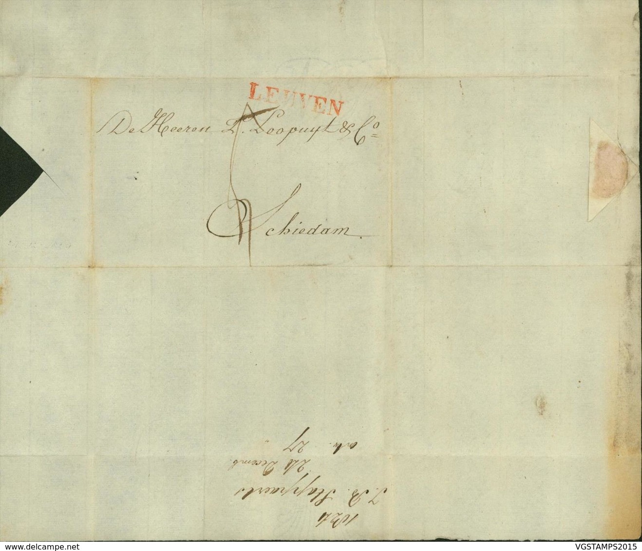 Belgique 1824 De LEUVEN Vers SCHIELDAM Pays Bas (6G24549) DC-0901 - 1815-1830 (Période Hollandaise)
