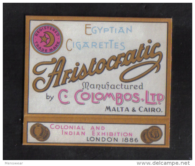 ARISTOCRATIC  C.COLOMBOS LTD.CAIRO MALTA  PACKET OF 10 - 1910 VERY RARE - - Empty Cigarettes Boxes