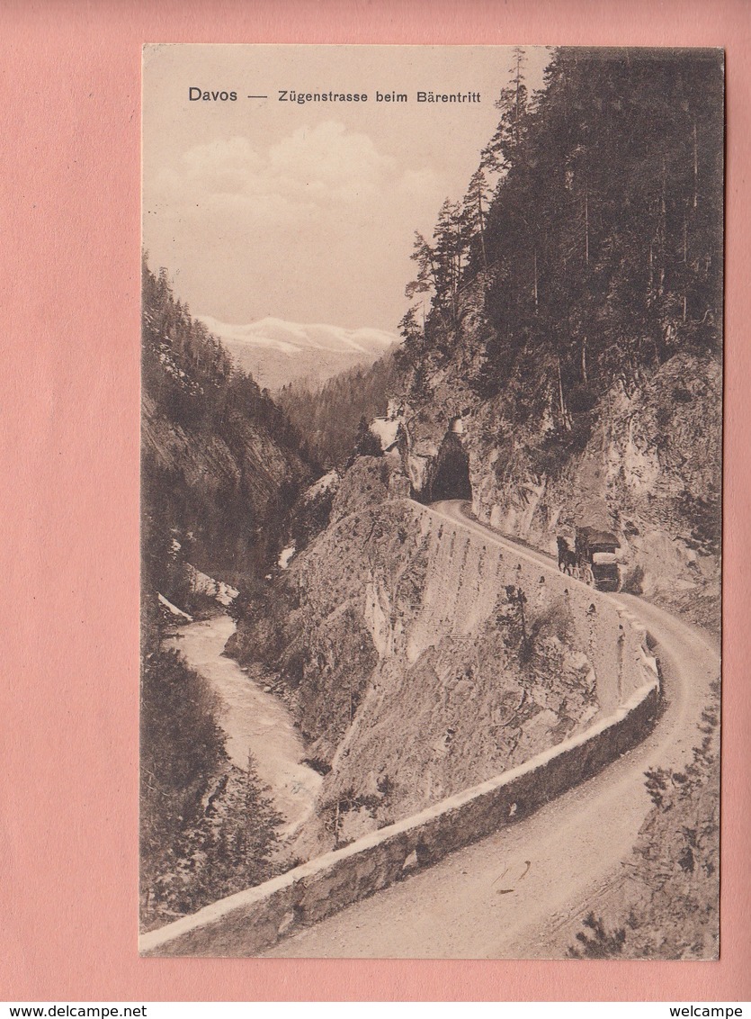 OUDE POSTKAART   ZWITSERLAND - SCHWEIZ -  DAVOS -    POSTKOETS ZUEGENSTRASSE - ED. PHOTOHALL - 1906/WIESEN - Davos