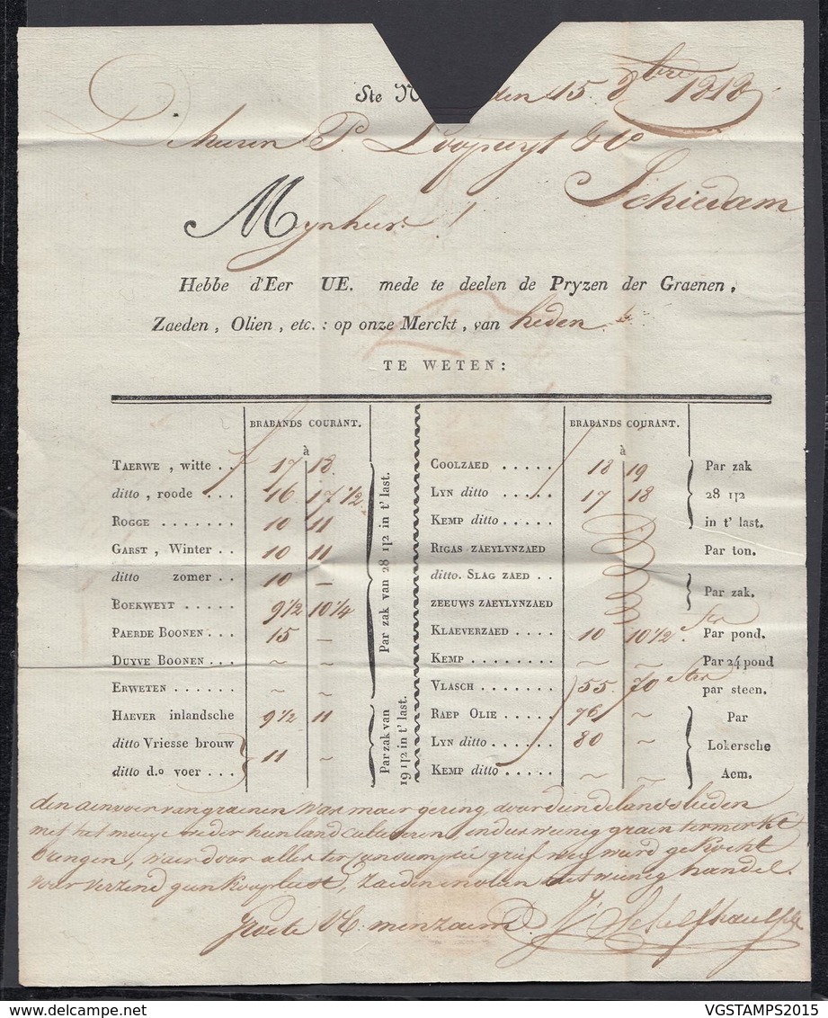 BELGIQUE 1818 De St NICOLAS Vers SCHIEDAM Pays-Bas (6G24549) DC-0904 - 1815-1830 (Holländische Periode)