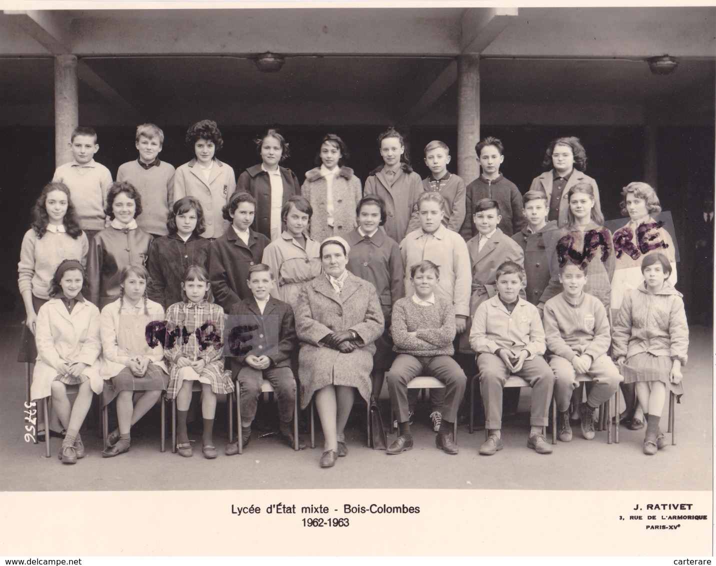 PHOTO ANCIENNE,CLASSE,92,HAUTS DE SEINE,LYCEE D'ETAT MIXTE ALBERT CAMUS,BOIS COLOMBES,1962-1963,RARE - Lieux