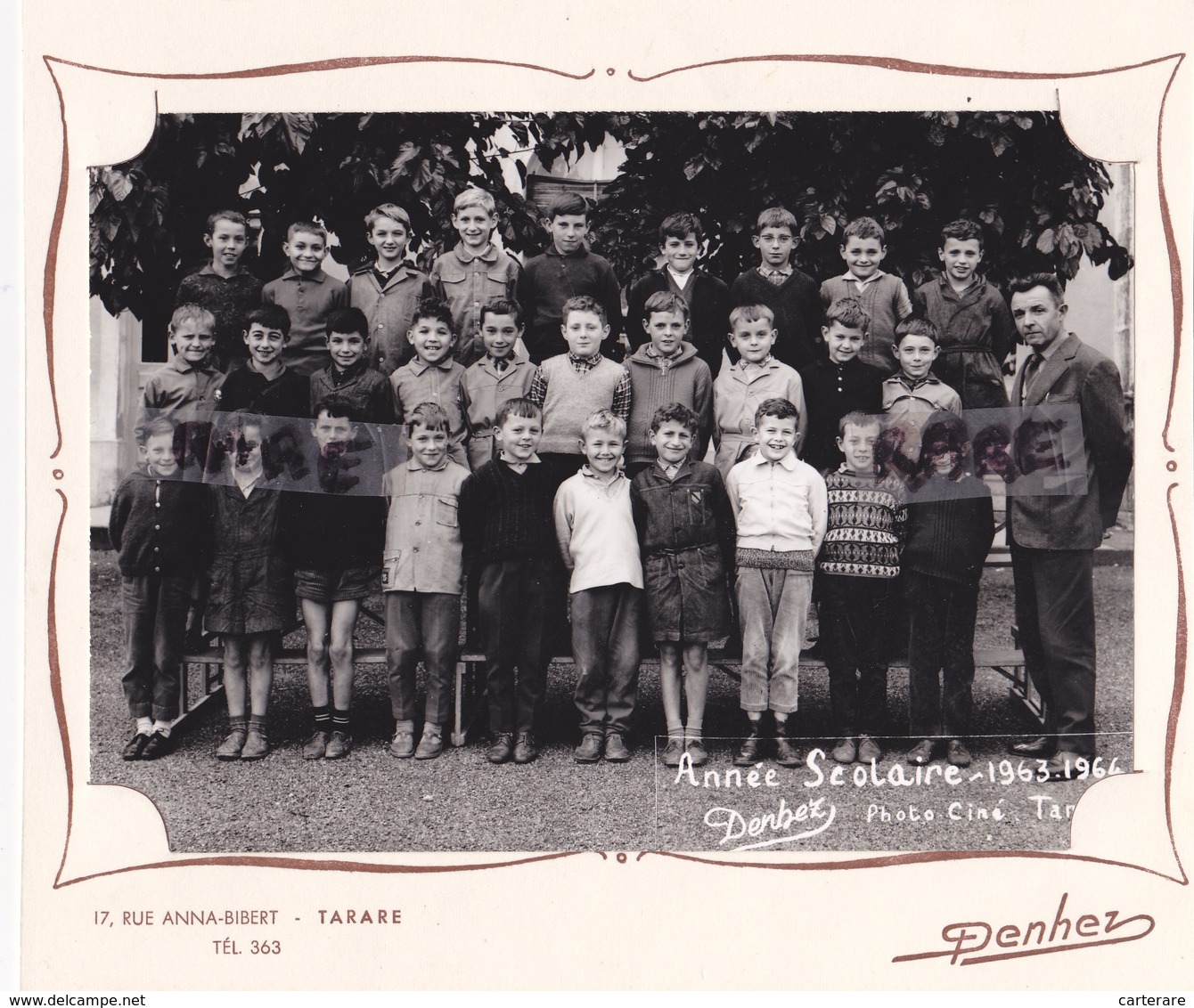 PHOTO ANCIENNE,69,RHONE,TARARE,ECOLE,CLASSE DE GARCONS,1963-1964,PROFESSEUR,RARE - Lieux