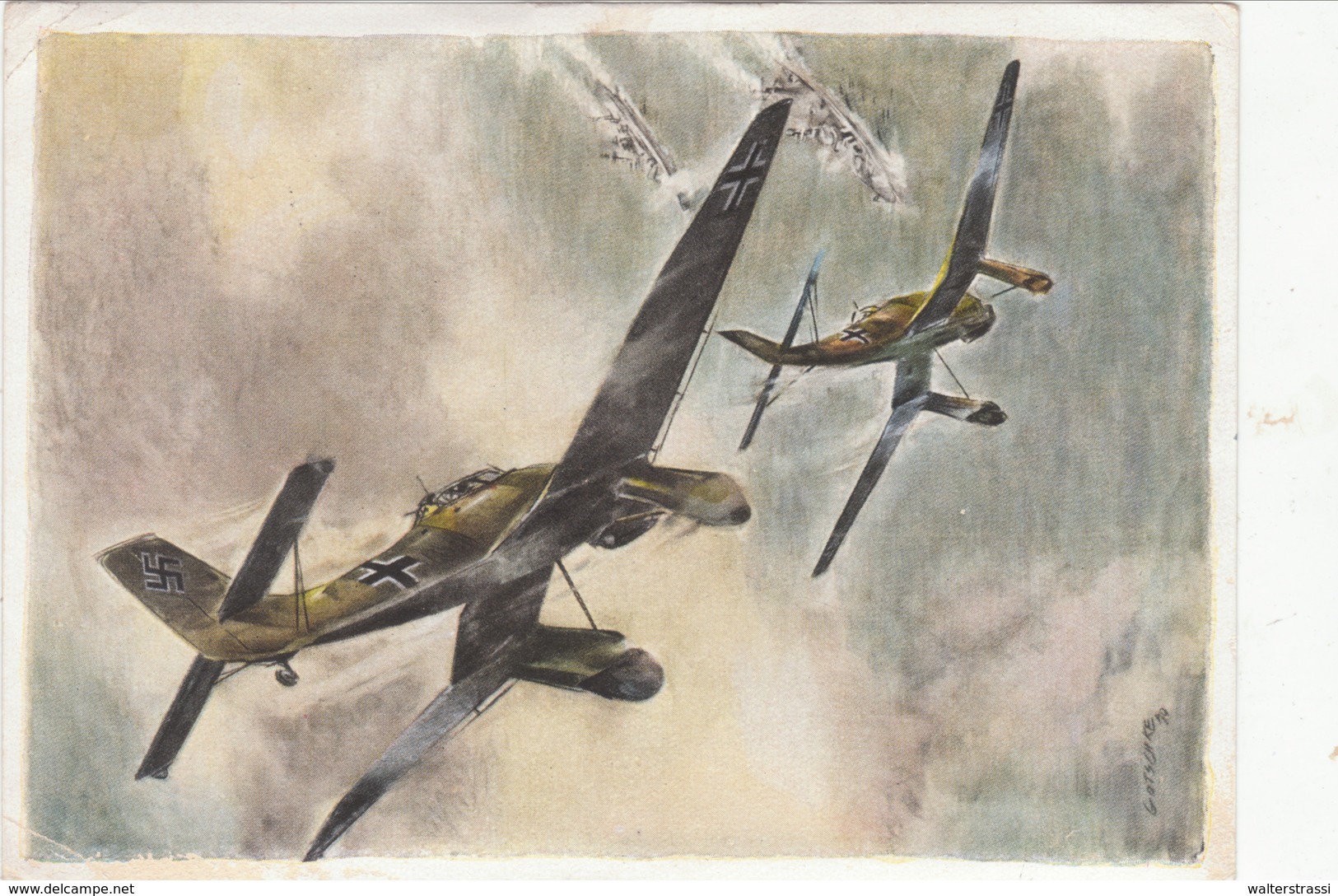 Propaganda Karte ,  Flieger "  Sturzbomber Beim Angriff " - 1939-1945: 2. Weltkrieg
