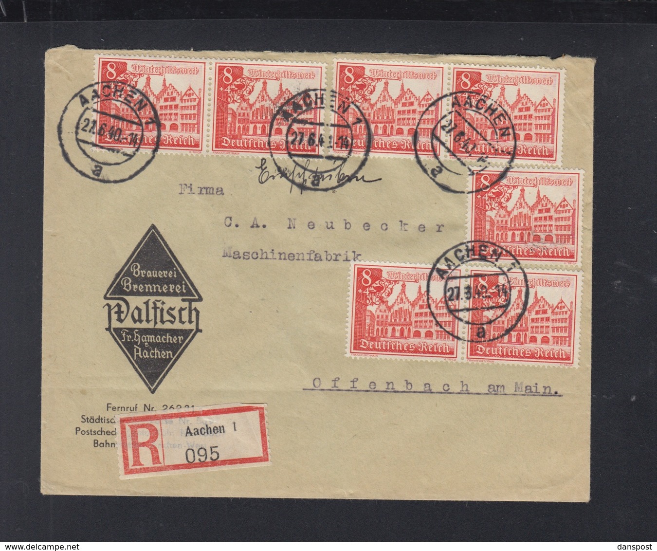 Dt. Reich R-Brief 1940 Aachen - Briefe U. Dokumente